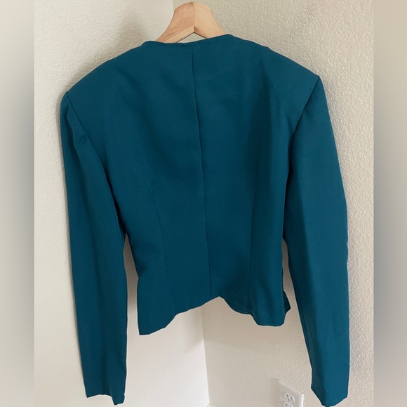 Teal Women's Two-Piece Pantsuit with Gold Buttons - Picture 7 of 12